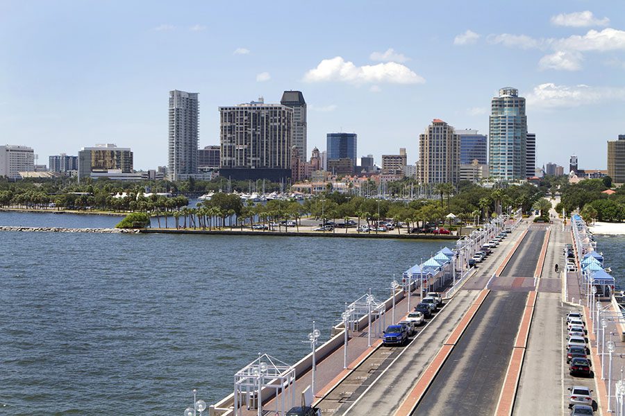 St Petersburg FL - View of Bridge and City Skyline of St Petersburg Florida